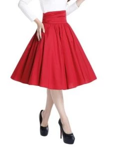 ChicStar Women's Apparel Pinup High Waist Skirt In Red