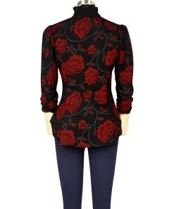 ChicStar Steampunk Floral Top In Black & Red