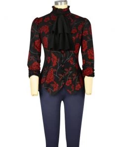 ChicStar Steampunk Floral Top In Black & Red