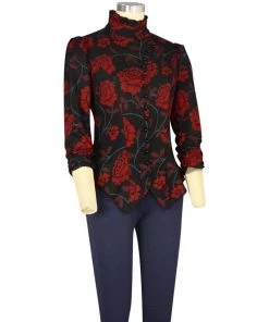 ChicStar Steampunk Floral Top In Black & Red