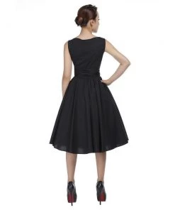 ChicStar Wrap-Front Sleeveless Swing Dress In Black