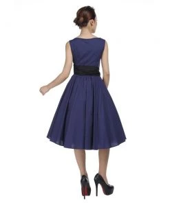 ChicStar Wrap-Front Sleeveless Swing Dress In Navy Women's Apparel