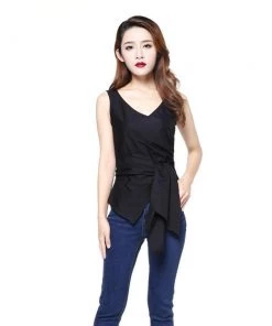 ChicStar Retro Wrap Top In Black Women's Apparel