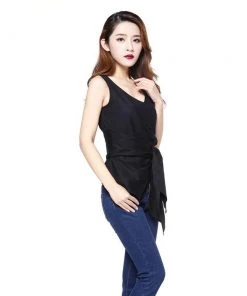 ChicStar Retro Wrap Top In Black Women's Apparel