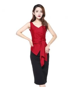 ChicStar Women's Apparel Retro Wrap Top In Red