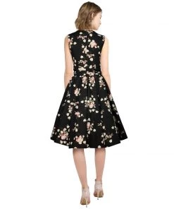 ChicStar Rose Wrap-Front Swing Dress In Black