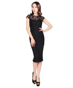 ChicStar Women's Apparel Lace Wiggle Dress In Black