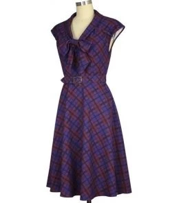 ChicStar Penelope Plaid Swing Dress In Purple