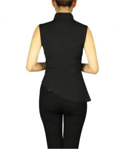 ChicStar Asymmetrical Pleated Top In Black Women's Apparel