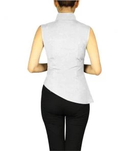 ChicStar Women's Apparel Asymmetrical Pleated Top In White