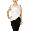 ChicStar Women's Apparel Asymmetrical Pleated Top In White