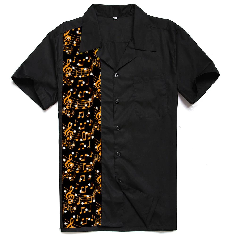 Glitz Glam And Rebellion Men's Bowling Shirt In Take Note Print 3 Glitz Glam And Rebellion Men's Bowling Shirt In Take Note Print