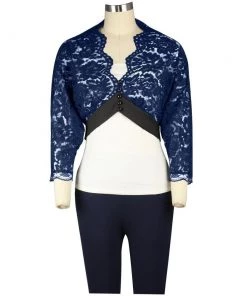 ChicStar Lace Shrug In Navy & Black Women's Apparel