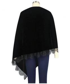 ChicStar Lace Stole Cape In Black Velvet Women's Apparel