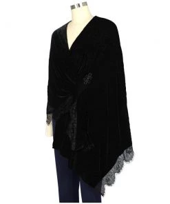 ChicStar Lace Stole Cape In Black Velvet Women's Apparel