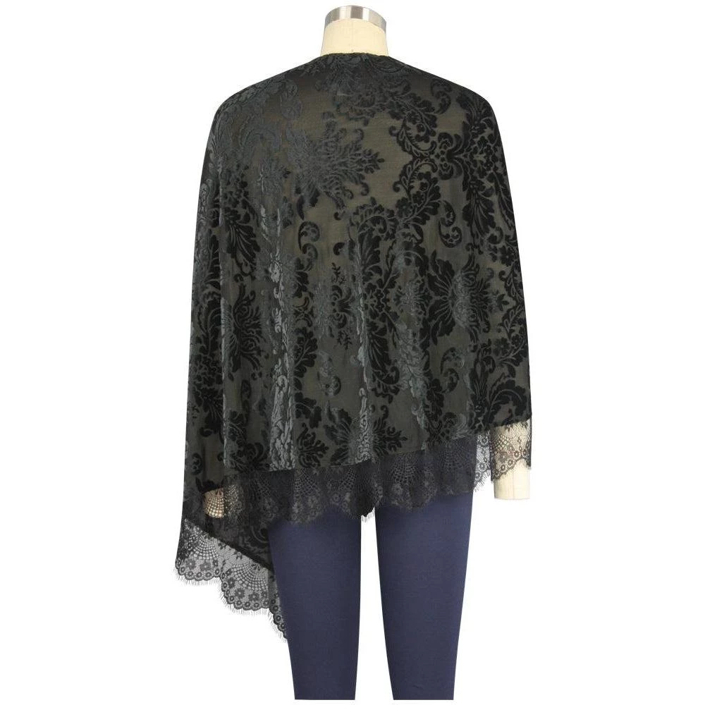 ChicStar Lace Stole Cape In Black Floral 7 ChicStar Lace Stole Cape In Black Floral