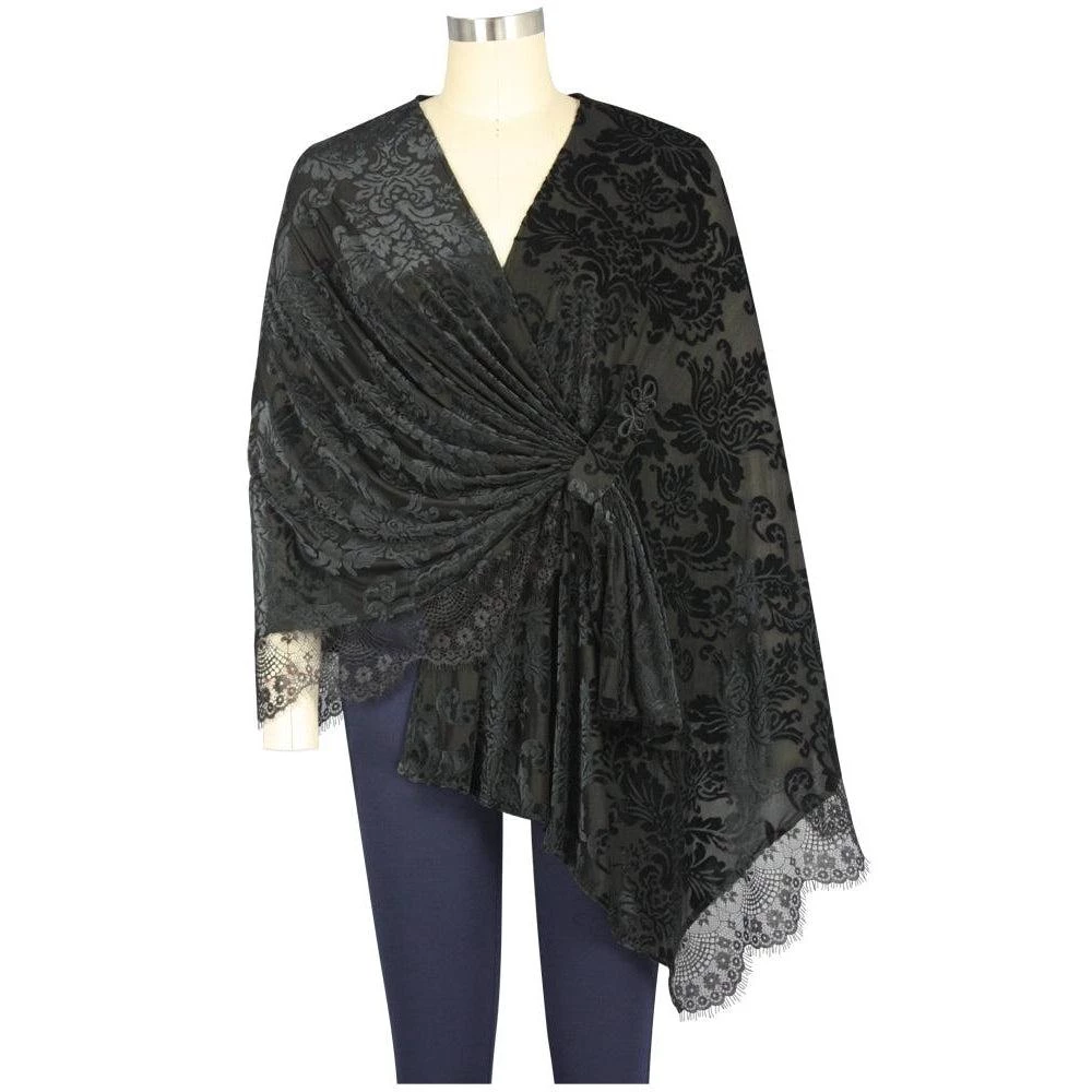 ChicStar Lace Stole Cape In Black Floral 5 ChicStar Lace Stole Cape In Black Floral