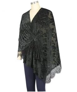 ChicStar Lace Stole Cape In Black Floral 10 ChicStar Lace Stole Cape In Black Floral