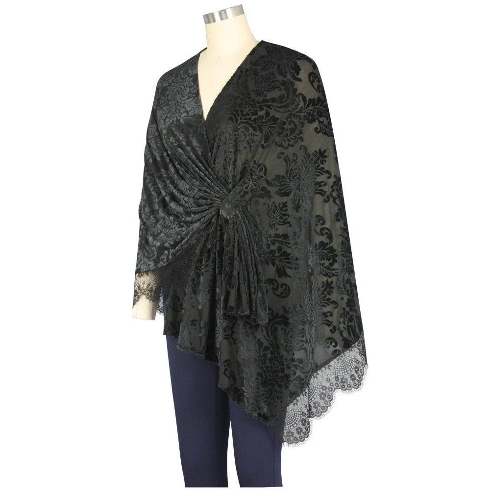 ChicStar Lace Stole Cape In Black Floral 6 ChicStar Lace Stole Cape In Black Floral