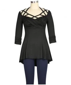 ChicStar Brenda Strappy Sweetheart Top In Black Women's Apparel