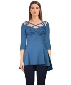 ChicStar Women's Apparel Brenda Strappy Sweetheart Top In Turquoise