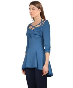 ChicStar Women's Apparel Brenda Strappy Sweetheart Top In Turquoise