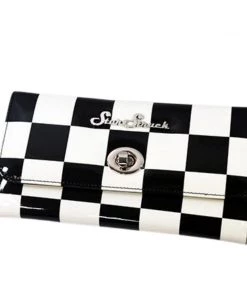 Star Struck Clothing Tri-Fold Wallet In Black Checkerboard