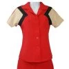Star Struck 40s Tri-Tone Short Sleeve Work Blouse In Red & Tan