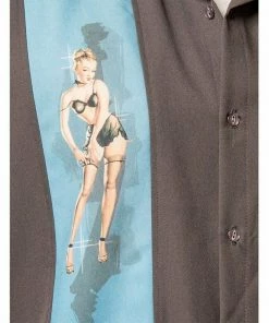 Steady Clothing Pinup Girl Bowling Shirt In Blue