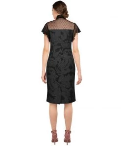 ChicStar Lace Tie Wiggle Dress In Black Floral