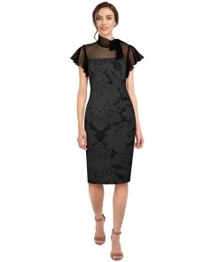 ChicStar Lace Tie Wiggle Dress In Black Floral