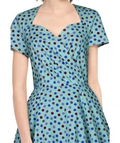 ChicStar All About The Blues Polka Dot Swing Dress