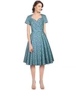 ChicStar All About The Blues Polka Dot Swing Dress