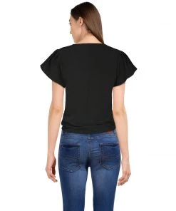 ChicStar Keyhole Glam Blouse In Black Women's Apparel