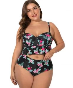 Glitz Glam And Rebellion Women's Apparel Tiki Flamingo Two Piece Swimsuit