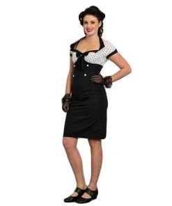 ChicStar Women's Apparel Retro Polka-Dot Wiggle Dress In White