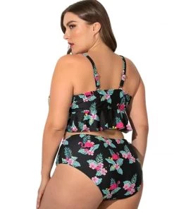 Glitz Glam And Rebellion Women's Apparel Tiki Flamingo Two Piece Swimsuit