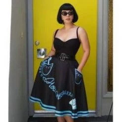 Kissing Charlie Hold On Circle Skirt In Blue And Black