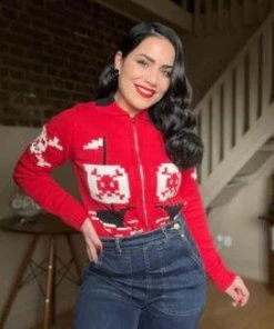 Women's Apparel Star Struck 50's Pirate Cardigan In Red