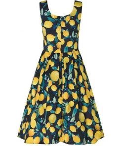 Dolly & Dotty Amanda Swing Dress In Lemon Print Women's Apparel