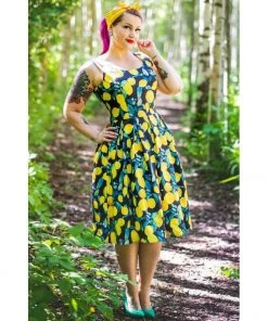 Dolly & Dotty Amanda Swing Dress In Lemon Print Women's Apparel