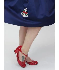 Hemet Nautical Anchor Circle Skirt In Blue