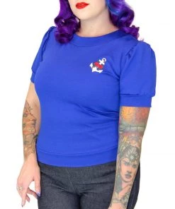 Women's Apparel Hemet Anchor And Roses Blouse In Blue