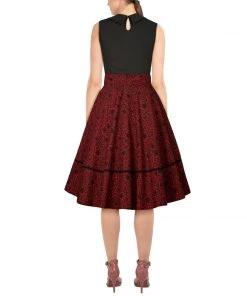ChicStar Women's Apparel Anita Swing Skirt In Red Floral 17 ChicStar Women's Apparel Anita Swing Skirt In Red Floral