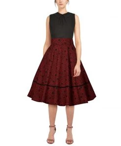 ChicStar Women's Apparel Anita Swing Skirt In Red Floral 15 ChicStar Women's Apparel Anita Swing Skirt In Red Floral