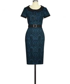 ChicStar Anna Wiggle Dress In Blue Print