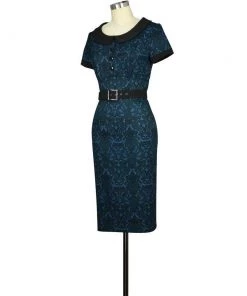 ChicStar Anna Wiggle Dress In Blue Print