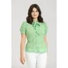 Women's Apparel Hell Bunny Anne Marie Blouse In Green Gingham