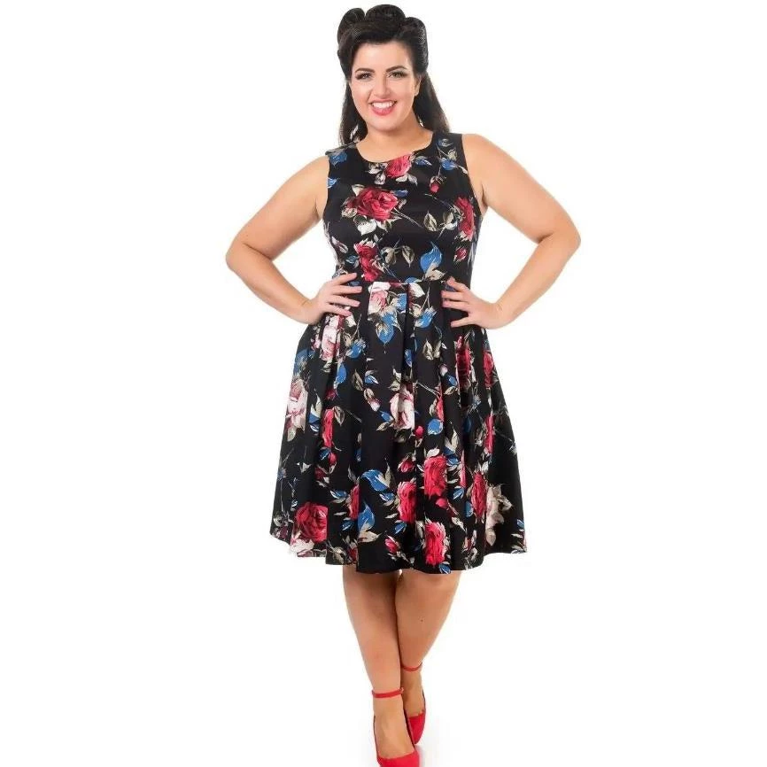 Dolly & Dotty Annie Swing Dress In Black Floral Print Women's Apparel 4 Dolly & Dotty Annie Swing Dress In Black Floral Print Women's Apparel