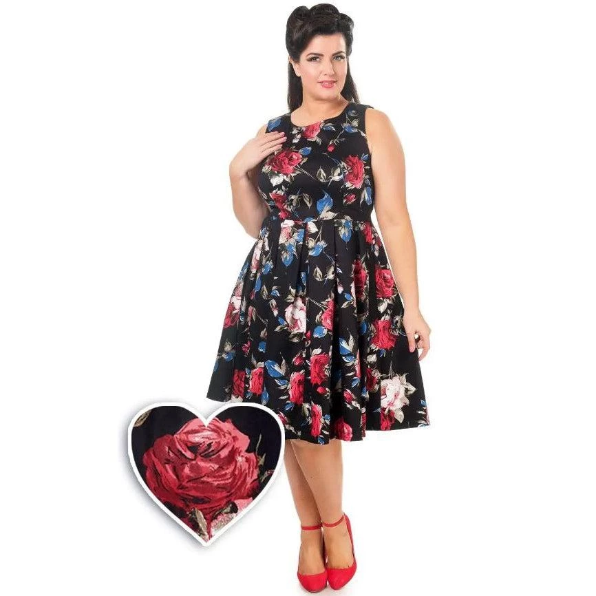 Dolly & Dotty Annie Swing Dress In Black Floral Print Women's Apparel 3 Dolly & Dotty Annie Swing Dress In Black Floral Print Women's Apparel